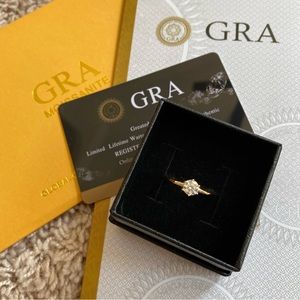 0.5 ct Solitaire GRA Certified Genuine Moissanite Diamond 14K Yellow Gold Ring